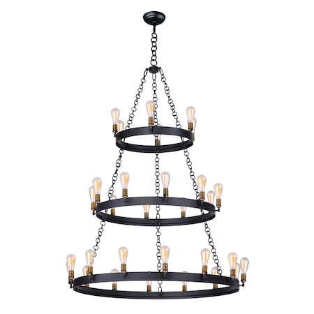 MAXIM Noble 30-Light 50" Wide Black / Natural Aged Brass Chandelier 26278BKNAB/BUI